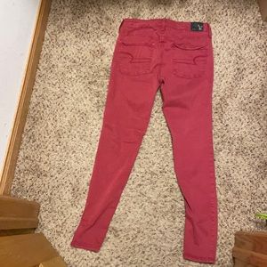 Maroon American Eagle super stretch jeans. Size 8. Only worn once